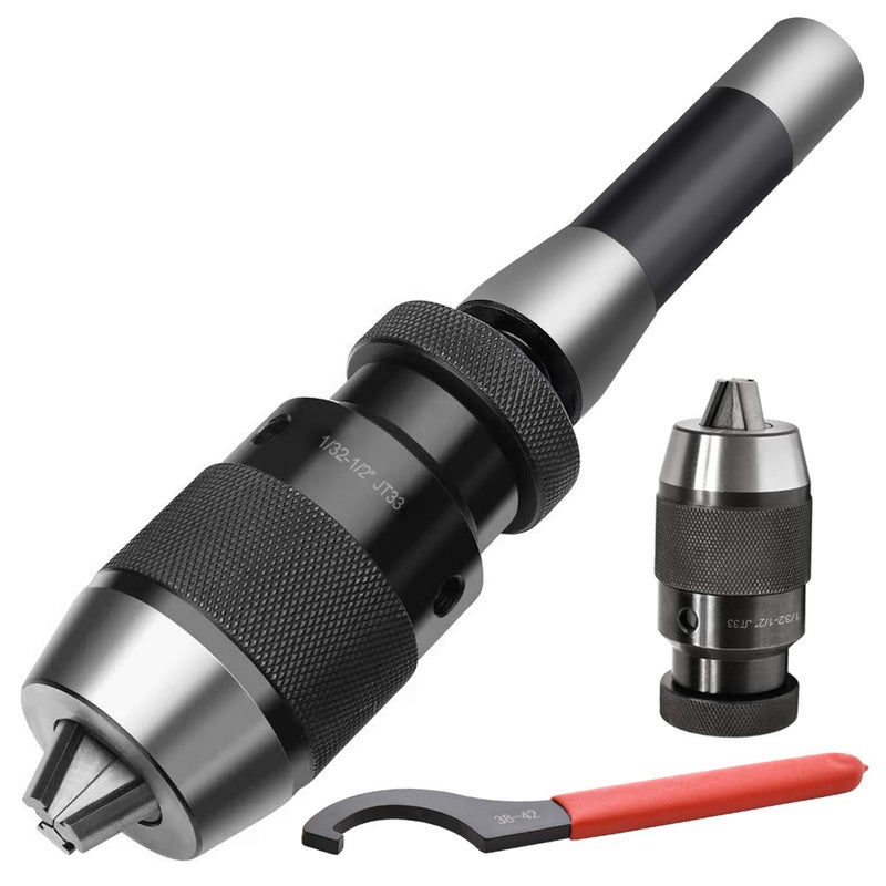 Earl Diamond Super Heavy Duty 1/32"-1/2" Drill Chuck with R8 Shank Adapter Precision Integrated Keyless Drill Chuck (JT33) - Image 1